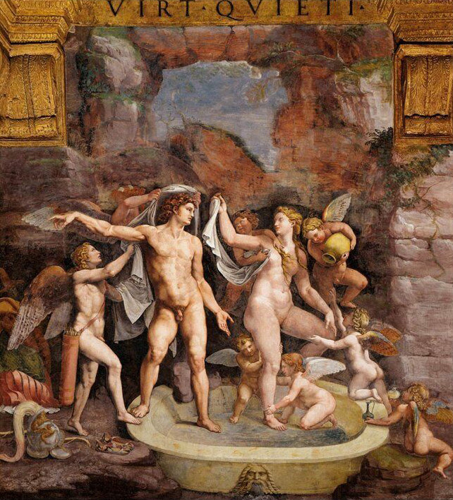 Giulio Romano, Il bagno di Venere e Marte (1526-1528 circa; affresco; Mantova, Palazzo Te) 