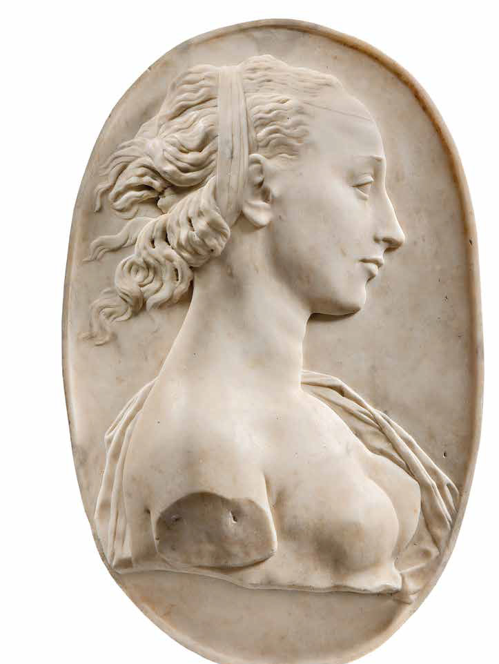 Andrea del Verrocchio, Un’eroina antica (Olimpia o Cleopatra) (1461-1464 circa; marmo, 46 x 31 x 6,5 cm; Milano, Museo d’Arte Antica, Castello Sforzesco, inv. 1092) 