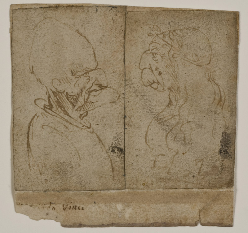 Leonardo da Vinci, Coppia grottesca (77 x 4,7 mm e 76 x 47 mm; Milano, Biblioteca Ambrosiana, F 274 inf. n. 27a e F 274 inf. n. 27b) 