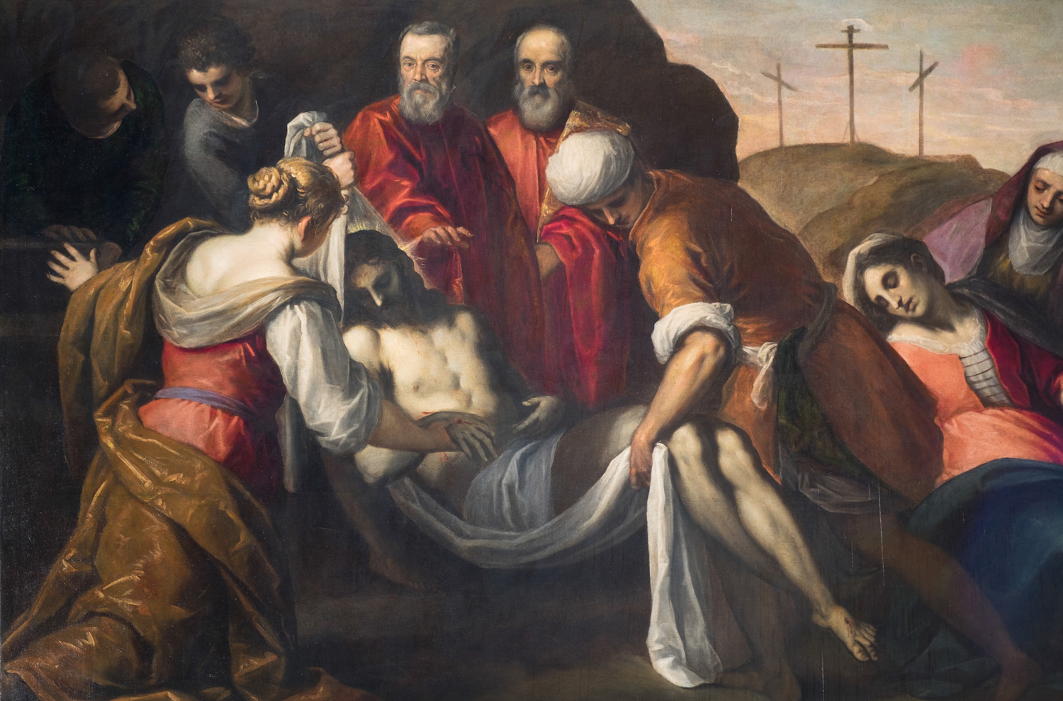 Palma il Giovane, Trasporto di Cristo morto (1590 circa; olio su tela, 203 x 292 cm; Venezia, Oratorio dei Crociferi) 