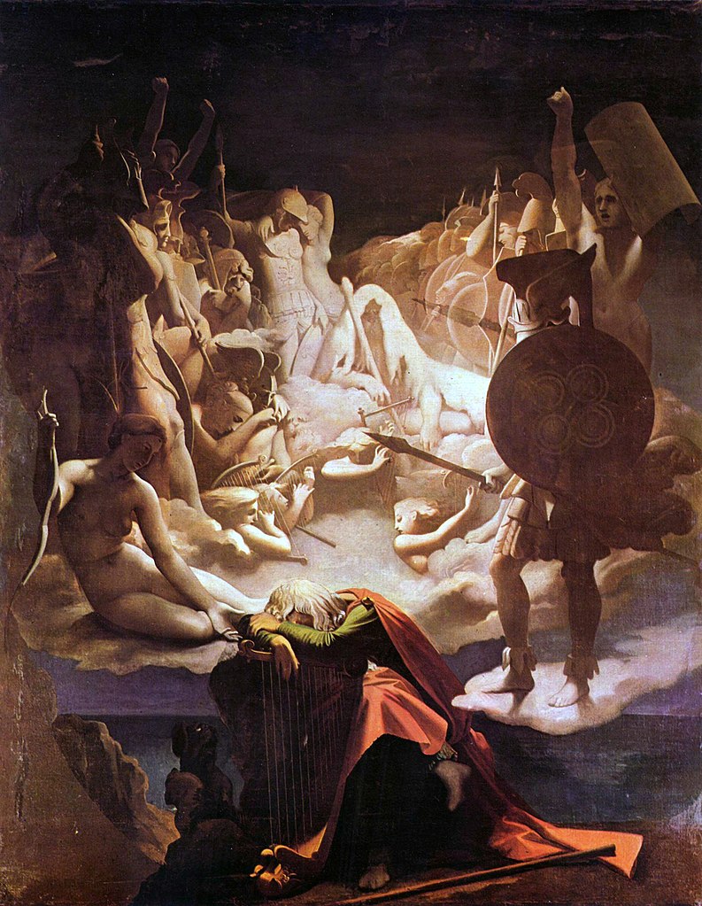 Jean-Auguste-Dominique Ingres, Il sogno di Ossian (1813; olio su tela, 348 x 275 cm; Montauban, Musée Ingres)
Jean-Auguste-Dominique Ingres, Il sogno di Ossian (1813; olio su tela, 348 x 275 cm; Montauban, Musée Ingres)