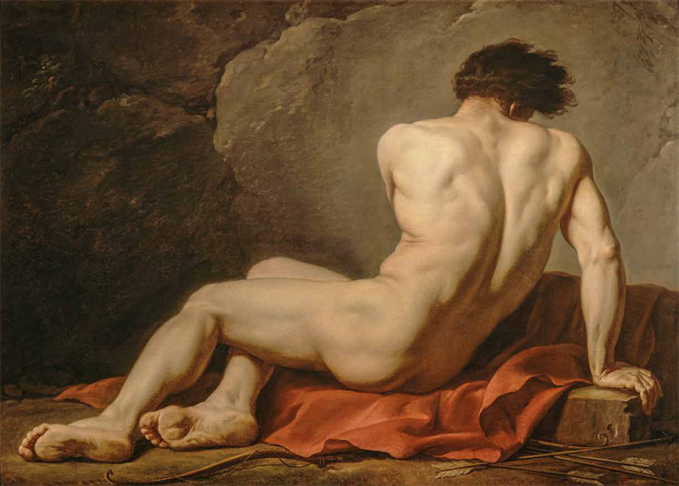 Jacques-Louis David, Nudo maschile detto Patroclo (1780; olio su tela, 121,5 x 170,5 cm; Cherbourg-en-Cotentin, Musée Thomas Henry)
