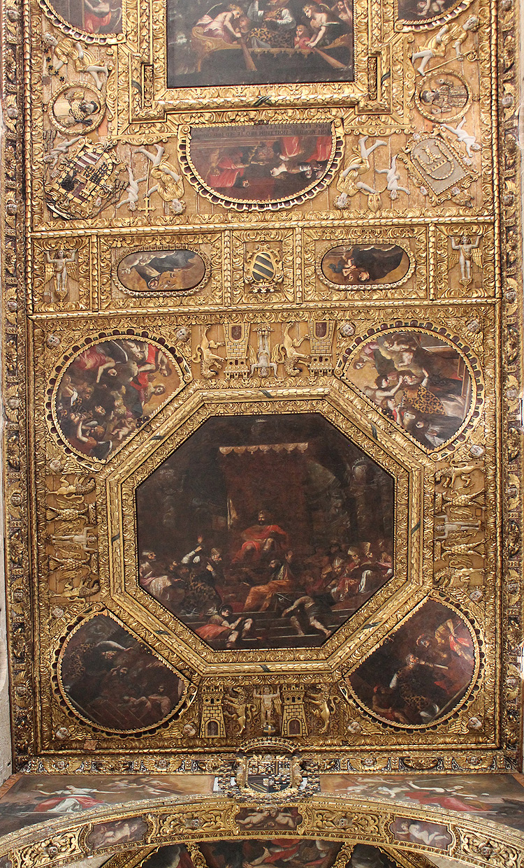 Carlo Rosa, Storie della vita di san Nicola e della Vergine (1661-1668; Bari, basilica di San Nicola, soffitto, veduta di insieme) 