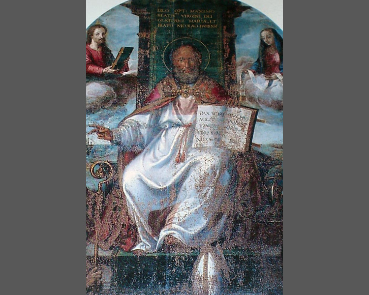 Gaspar Hovic, San Nicola in trono (1581; olio su tela; Corato, chiesa dei Cappuccini) 
