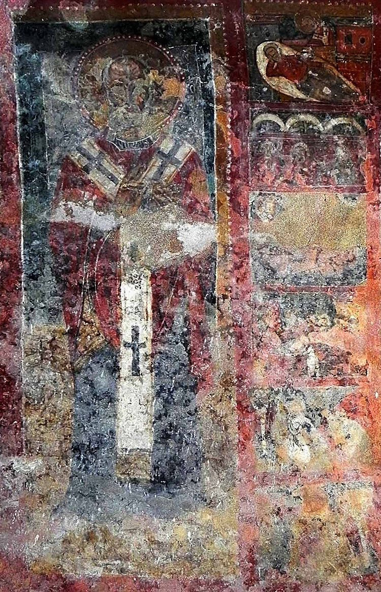 Icona agiografica con San Nicola e storie della sua vita (metà XIII secolo; Andria, cripta di Santa Maria dei Miracoli) 