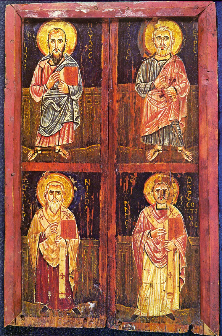Icona coi santi Paolo, Pietro, Nicola e Giovanni Crisostomo (VII-VIII secolo; Sinai, Monastero di Santa Caterina d’Alessandria) 