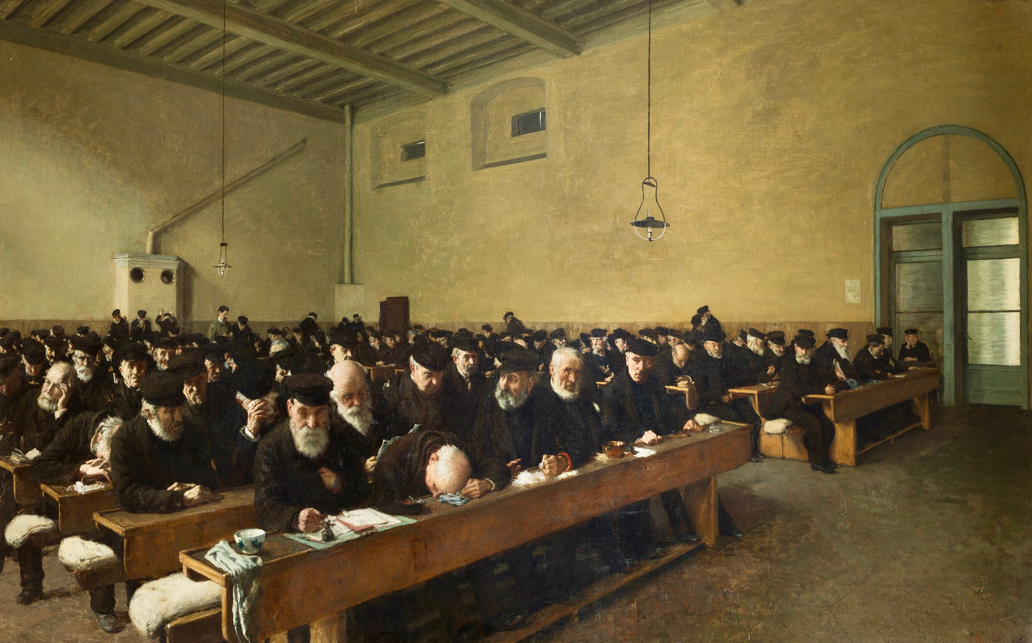 Angelo Morbelli, Giorni… ultimi (1882-1883; olio su tela, 98 x 157,5 cm; Milano, Galleria d’Arte Moderna)
