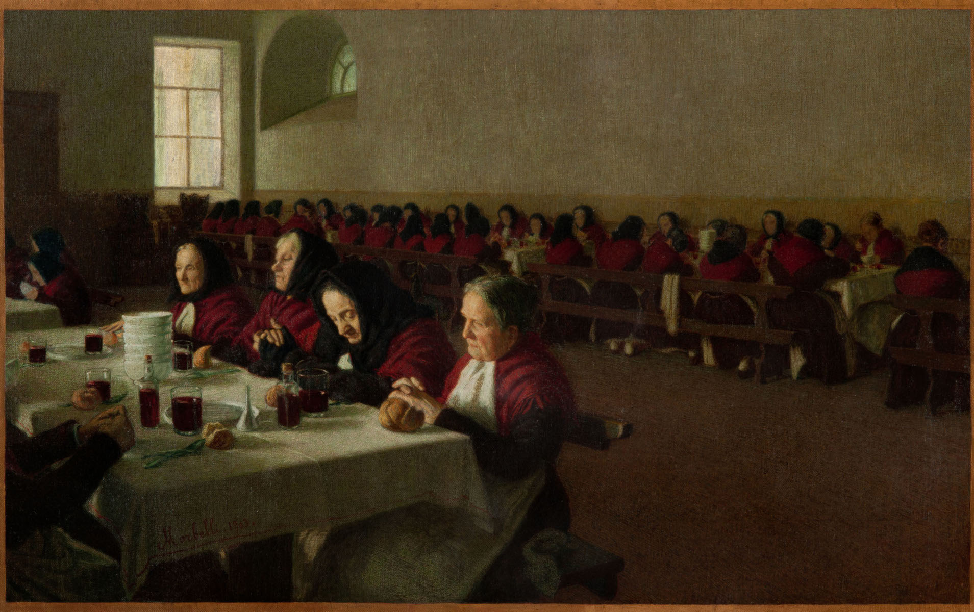 Angelo Morbelli, Mi ricordo quand’ero fanciulla (Entremets) (1903; olio su tela, 71 x 112 cm; Tortona, “Il Divisionismo” Pinacoteca Fondazione C. R. Tortona)
