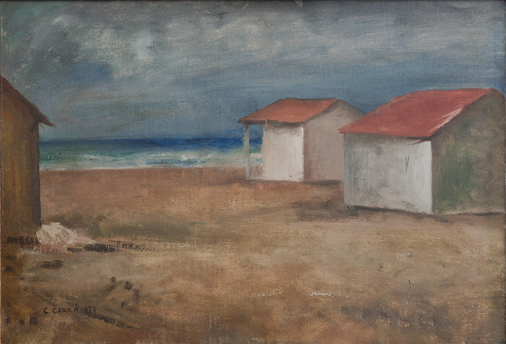 Carlo Carrà, Capanni sul mare (1927; olio su tela applicata su cartone, 44 x 63 cm; Torino, GAM - Galleria Civica d'Arte Moderna e Contemporanea)
 