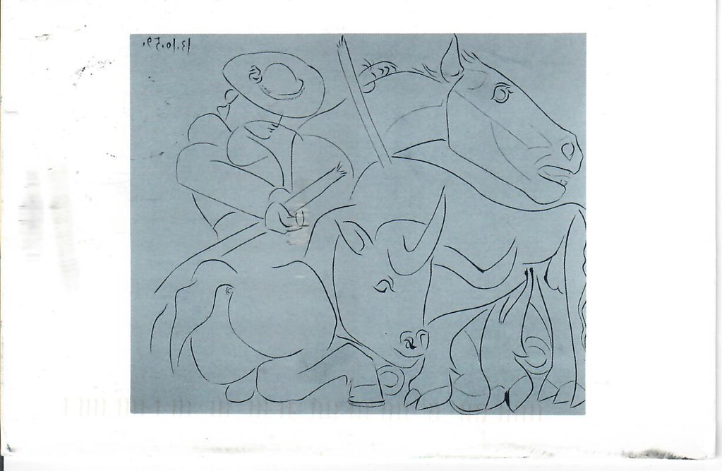 Pablo Picasso, La pica rota (1959; inchiostro su linoleum, 28 x 34 cm; Malaga, Museo Picasso)
Pablo Picasso, La pica rota (1959; inchiostro su linoleum, 28 x 34 cm; Malaga, Museo Picasso)