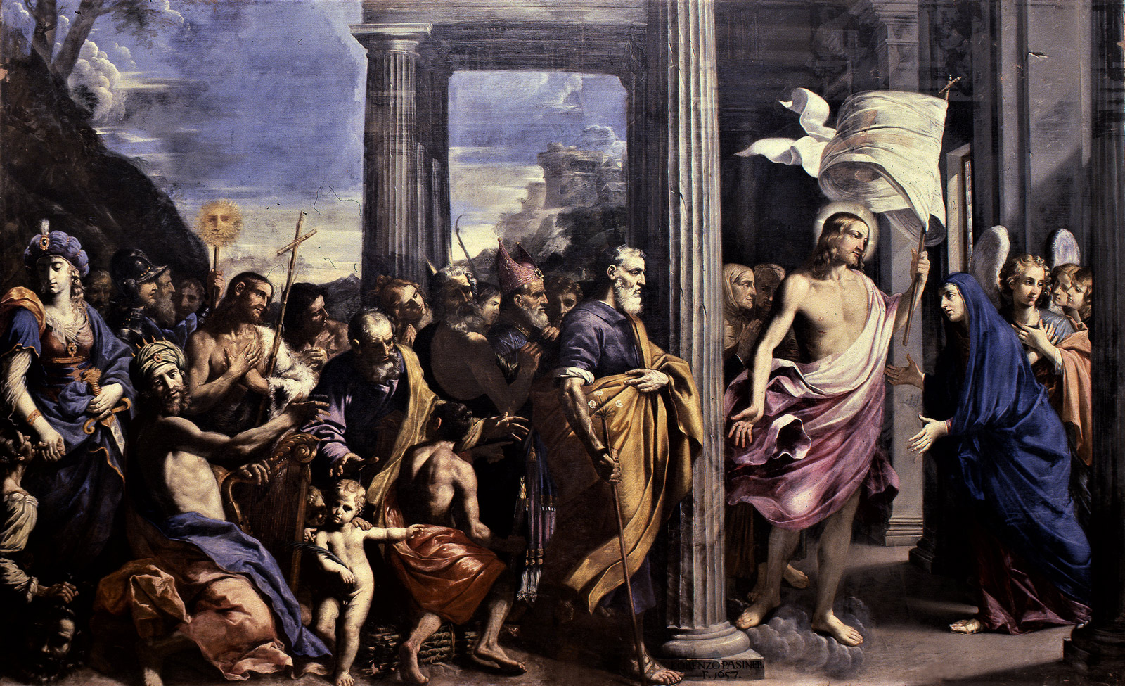 Lorenzo Pasinelli, Cristo risorto che appare alla Madre (1657; olio su tela, cm 670 x 390; Bologna, Chiesa di San Girolamo della Certosa) 