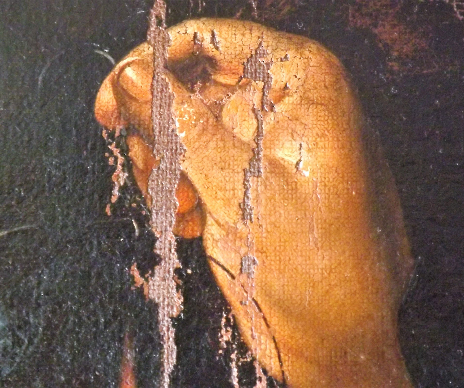 Cattura di Cristo di Odessa, dettaglio della mano del servo (durante il restauro). Ph. Credit Nataliia Chechykova 
