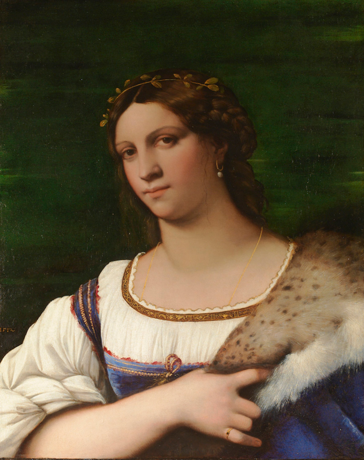 Sebastiano del Piombo, Ritratto femminile noto come la Fornarina (1512; olio su tela; Firenze, Galleria Palatina di Palazzo Pitti) 