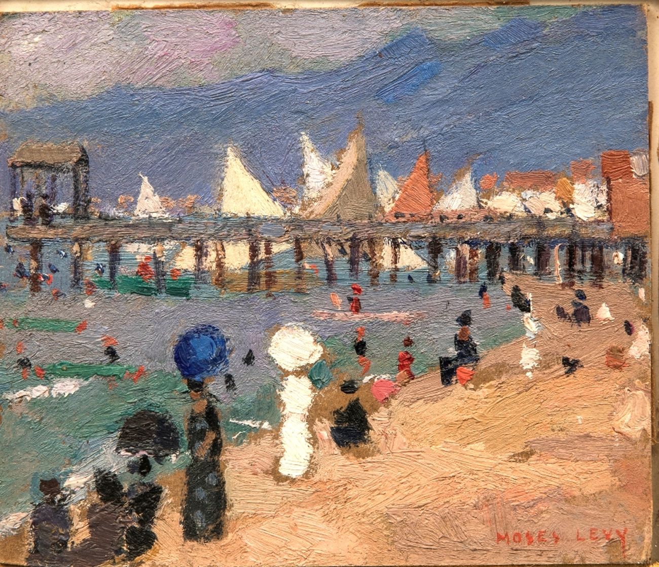 Moses Levy, Spiaggia e Apuane (1923; olio su cartone, 9,5 x 11,5 cm; Collezione Moretti) 