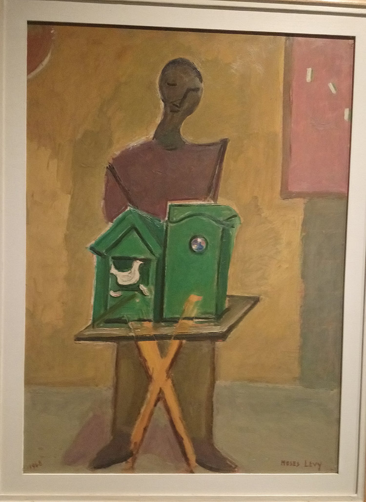 Moses Levy, Venditore di uccelli (1948; olio su faesite, 73 x 53 cm; Collezione Angemi) 