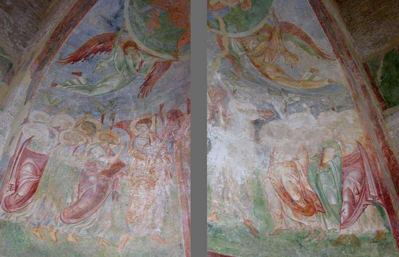 Ascensione, dettagli con le figure degli apostoli (chiesa di Santa Maria di Cerrate)
