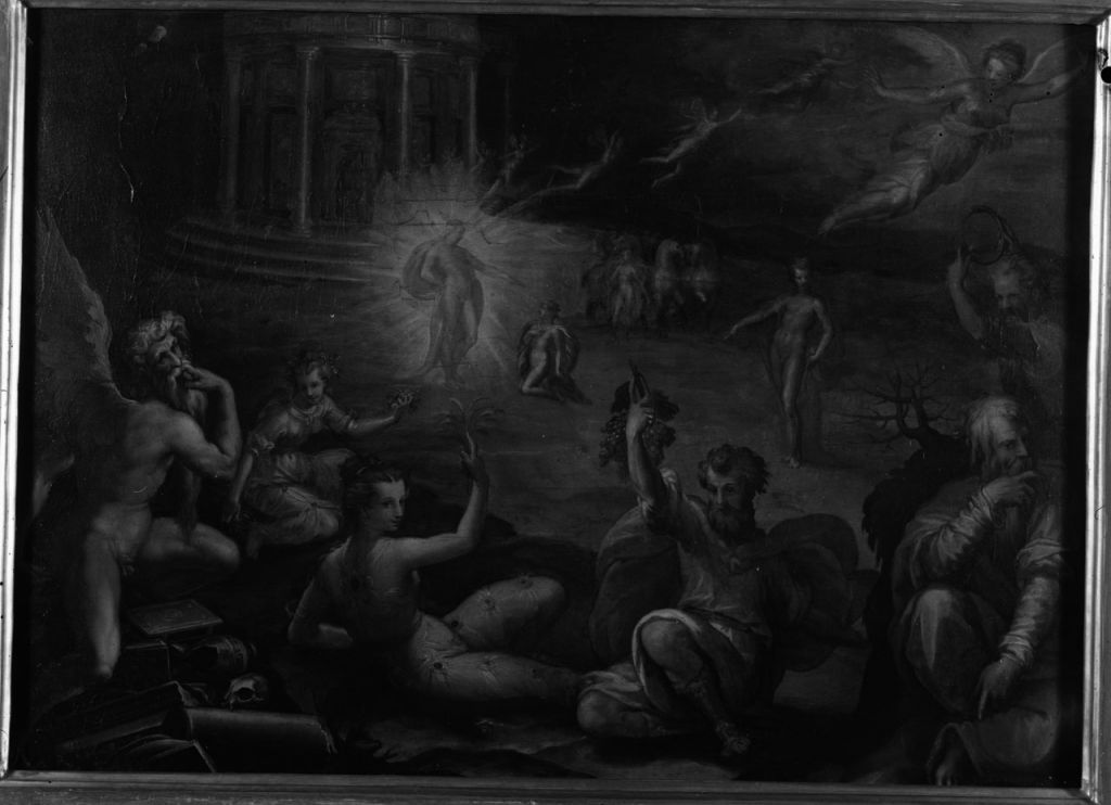 Francesco Morandini detto il Poppi, La casa del sole (terzo quarto del XVI secolo; olio su tavola, 54 x 61 cm; Arezzo, Casa Vasari)
