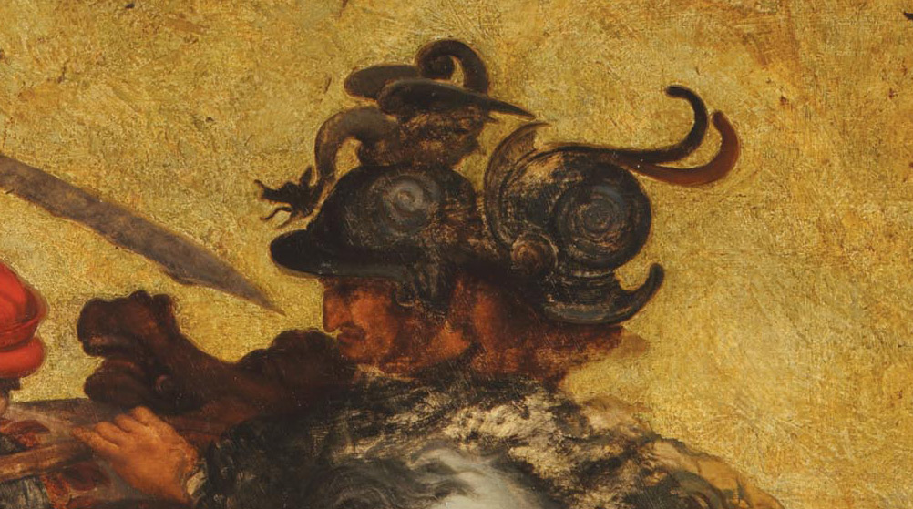 Dettagli della Tavola Doria: Ludovico Scarampo Mezzarota e Pietro Giampaolo Orsini
