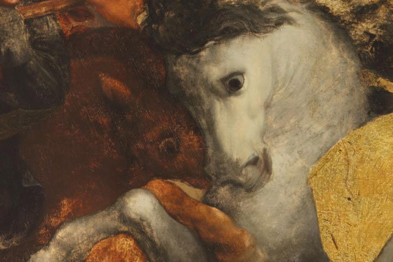 Dettagli della Tavola Doria: gli sguardi dei cavalli
