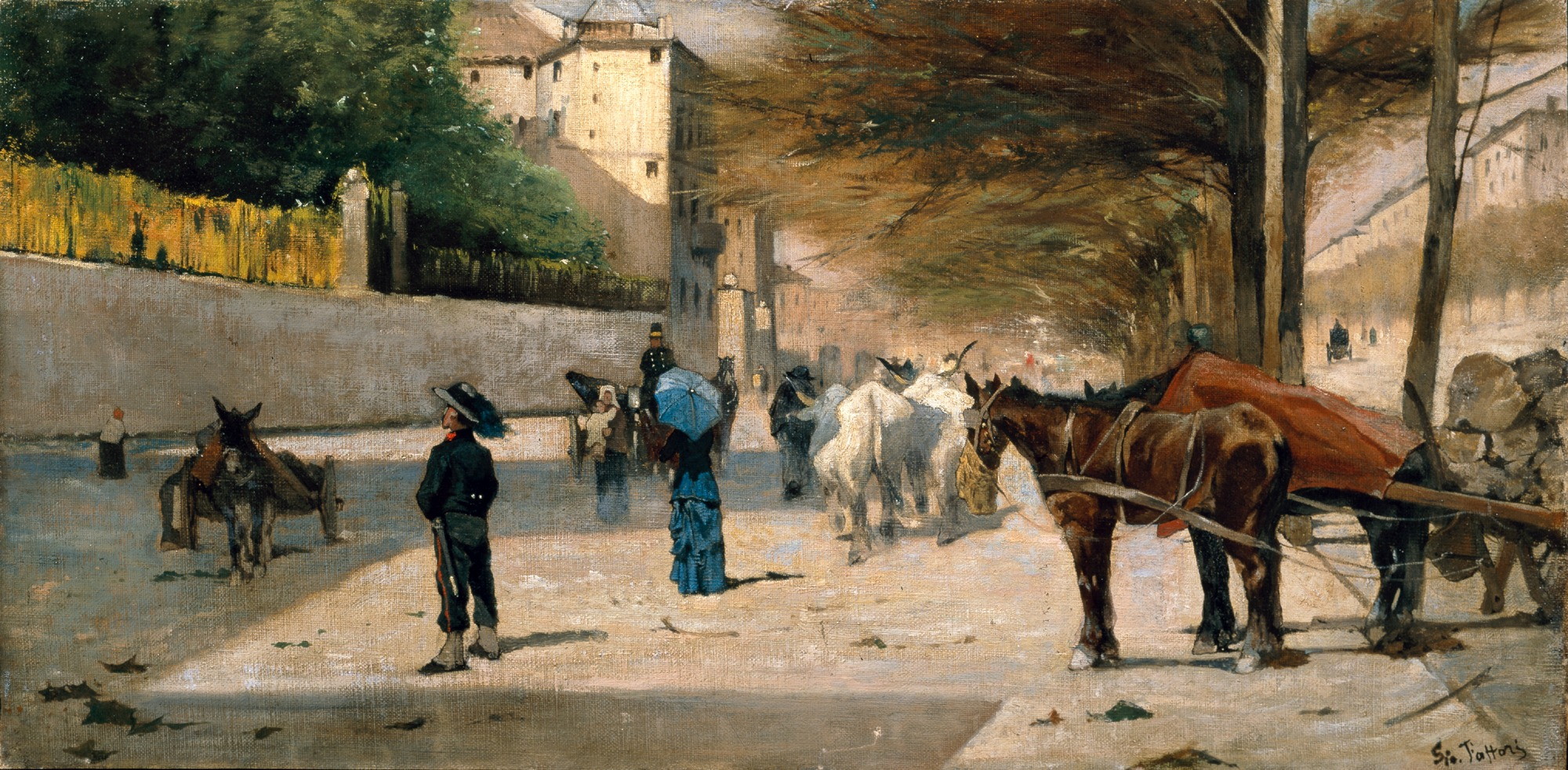 Giovanni Fattori, Viale principe Amedeo a Firenze (1880-1881; olio su tela, 29,5 x 60 cm; Collezione privata) 