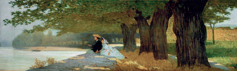 Telemaco Signorini, La luna di miele (1862-1863; olio su tela, 31,5 x 98 cm; Collezione privata) 