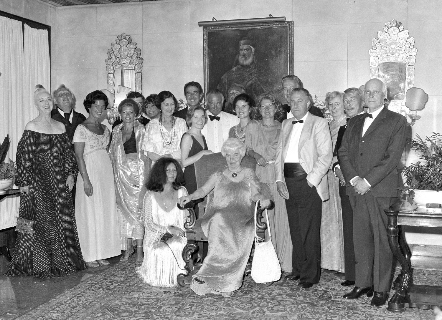 Peggy Guggenheim al Gritti Palace in occasione della festa per il suo 80° compleanno, Venezia, 26 agosto 1978. © Gianfranco Tagliapietra Interpress Photo.
