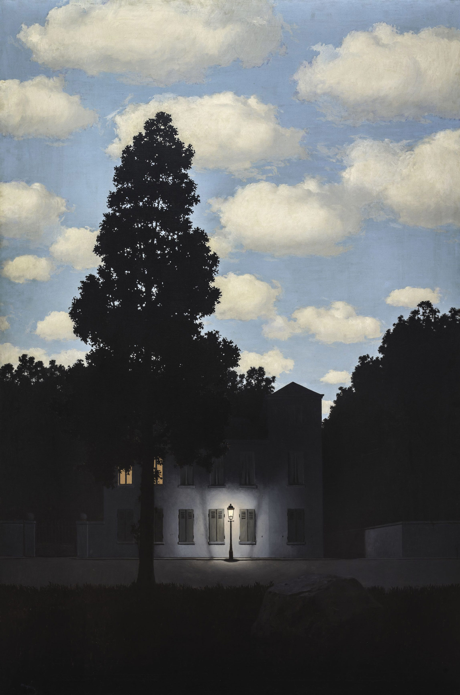 René Magritte, L’impero della luce (L’Empire des lumières) (1953–54; olio su tela, 195,4 x 131,2 cm; Venezia, Collezione Peggy Guggenheim) © René Magritte, by SIAE 2019
