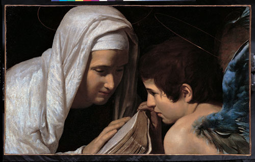Giovanni Antonio Galli detto lo Spadarino, Santa Francesca Romana e l'angelo (primo quarto del XVI secolo; olio su tela, 42,5 x 69,7 cm; Roma, Collezione BNL)