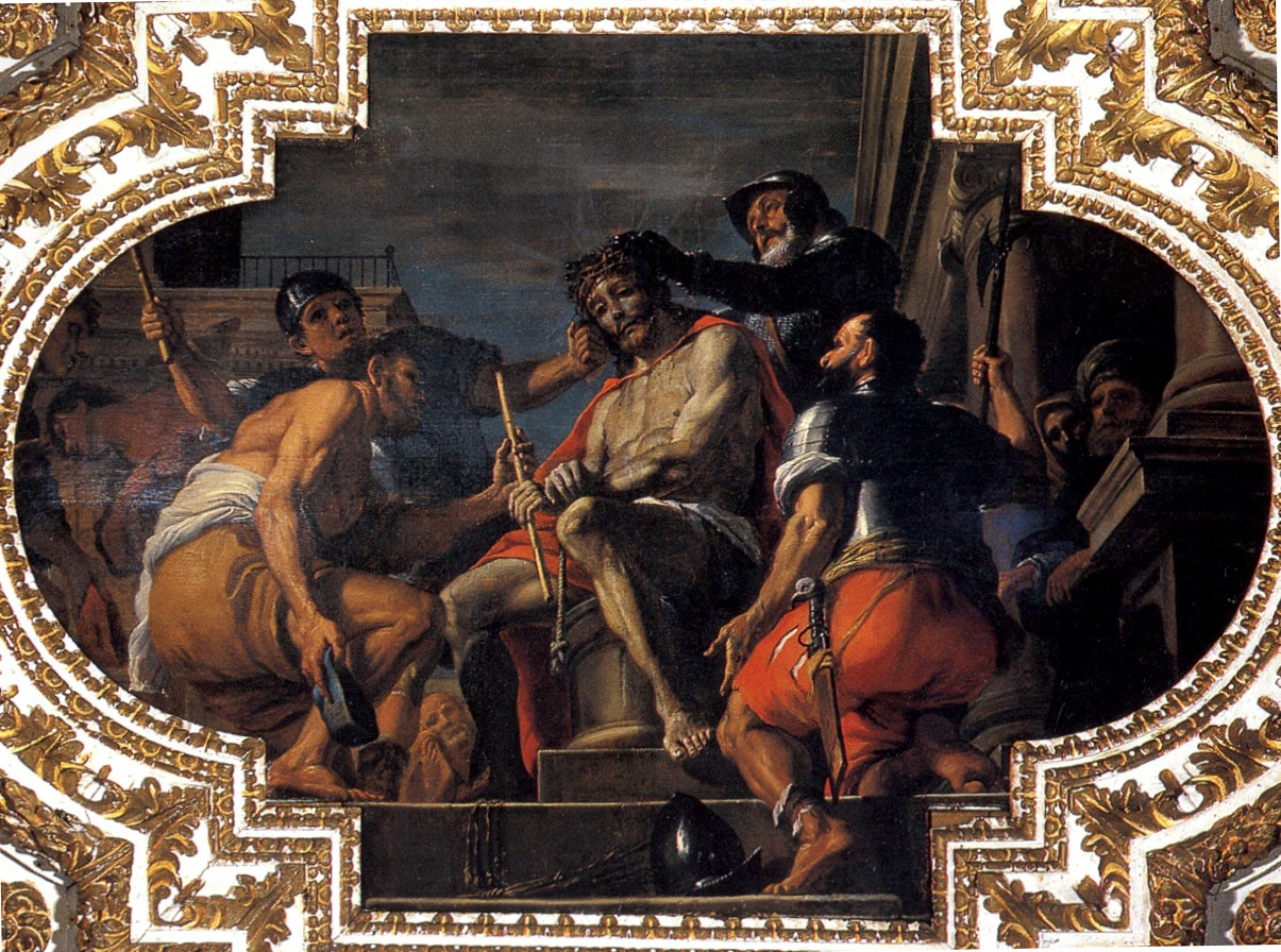 Mattia Preti, Cristo coronato di spine (1679-1689; olio su tela, 227 x 350 cm; La Valletta, Oratorio di San Giovanni Decollato)
