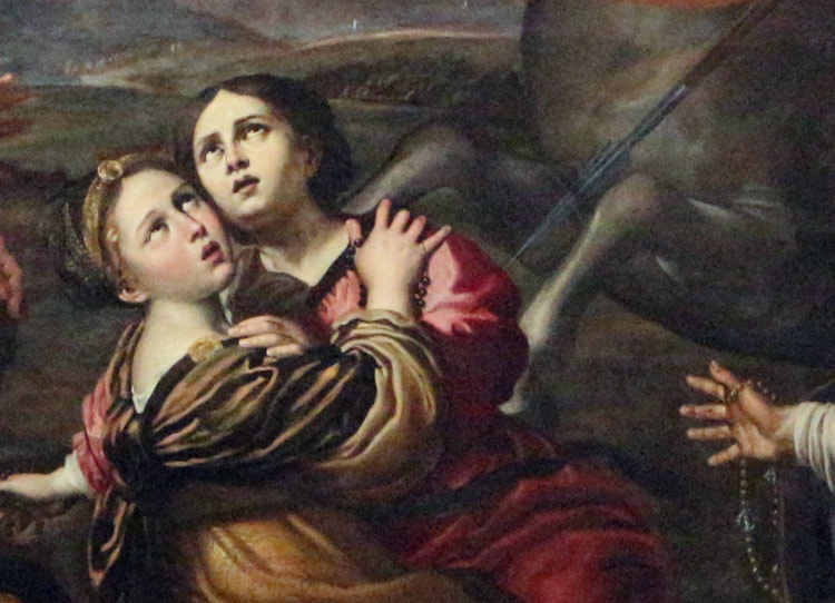 Domenichino, Madonna del Rosario, dettaglio (1617-1621; olio su tela, 498 x 289 cm; Bologna, Pinacoteca Nazionale)
