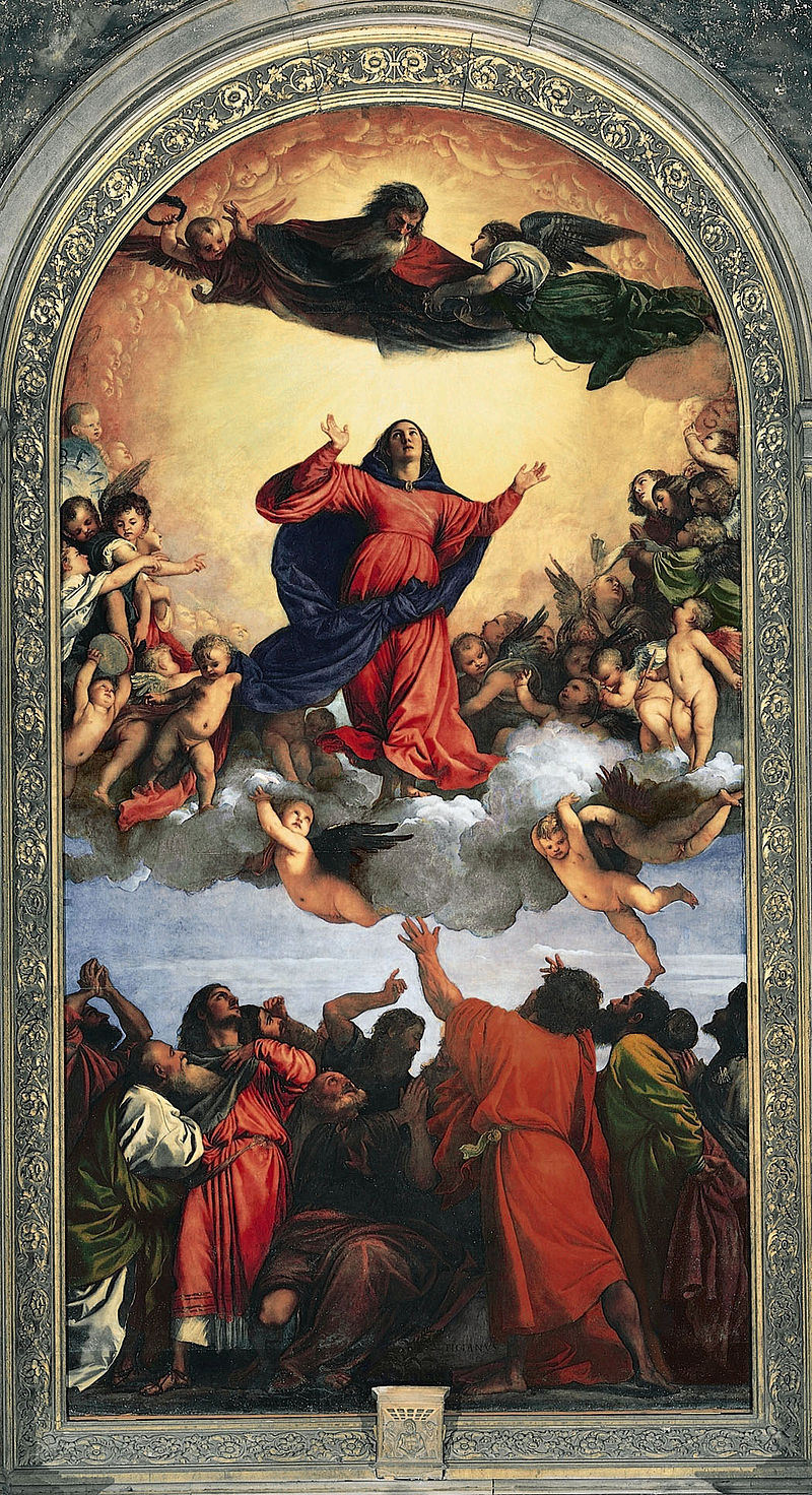 Tiziano Vecellio, Assunta (1516-1518; olio su tavola, 690 x 360 cm; Venezia, Basilica di Santa Maria Gloriosa dei Frari) 