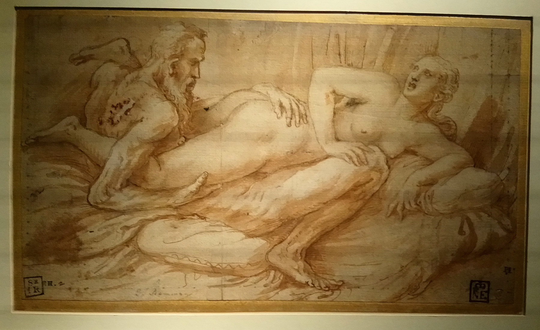 Giulio Romano, Due amanti (1525-1528 circa; penna, inchiostro, carboncino su carta, 130 x 226 mm; Budapest, Szépmúveszéti Múzeum)
