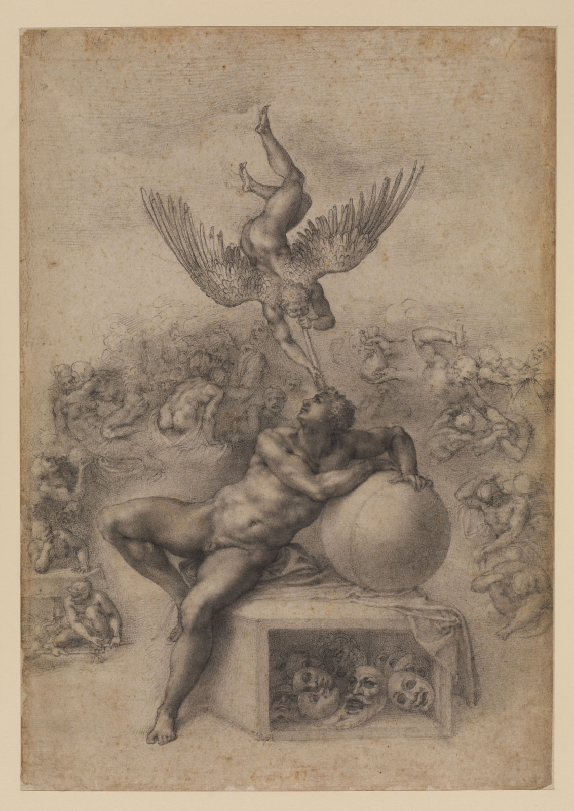 Michelangelo, Sogno della vita umana (1533 circa; matita nera, 398 x 280 mm; Londra, The Courtauld Gallery) 