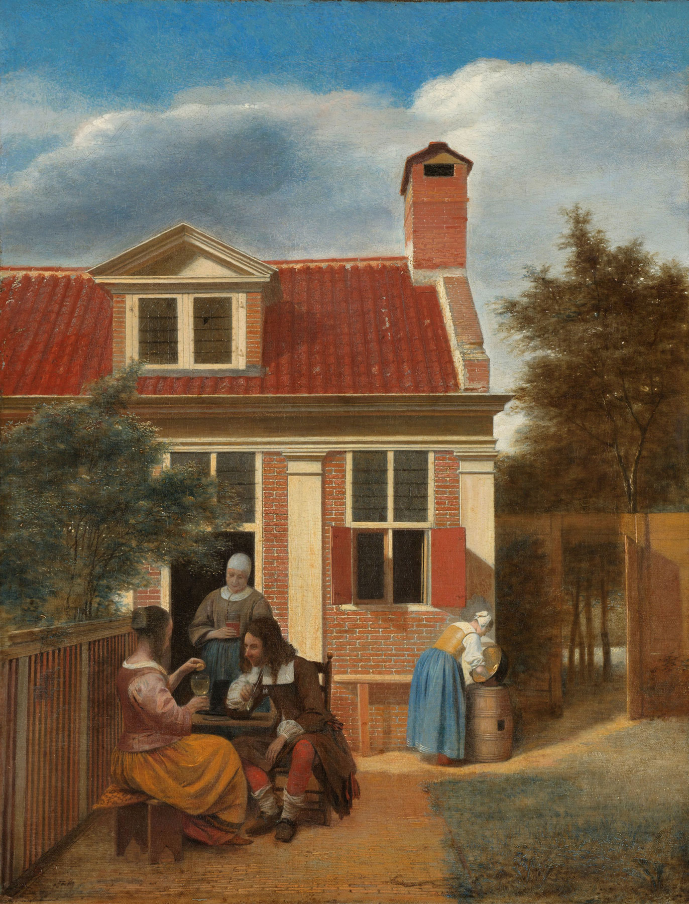 Pieter de Hooch, Figure in un cortile (1663-1665 circa; olio su tela, 60 x 45,7 cm; Amsterdam, Rijksmuseum) 