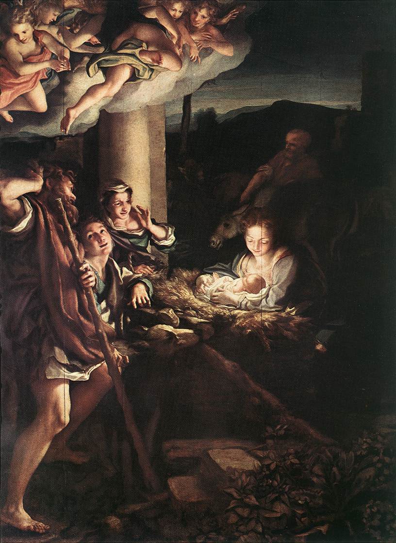 Correggio, Adorazione dei Pastori nota come La notte (1522-1530; olio su tavola, 256,5 x 188 cm; Dresda, Gemäldegalerie) 