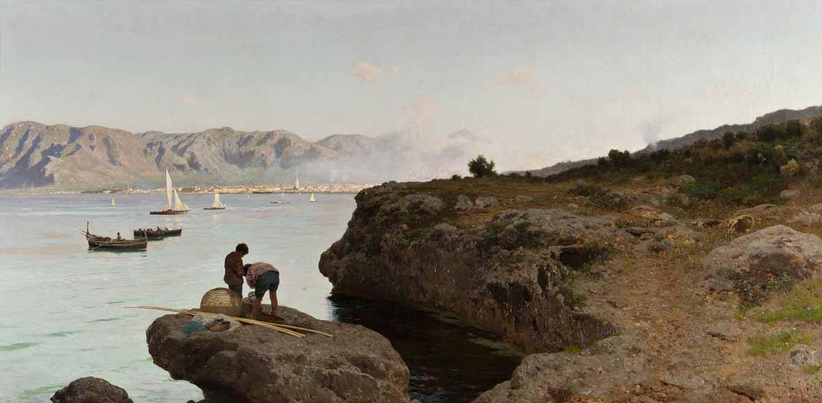 Francesco Lojacono, Dall'ospizio marino (1891; olio su tela; Roma, Galleria Nazionale d'Arte Moderna e Contemporanea) Francesco Lojacono, Dall'ospizio marino (1891; olio su tela; Roma, Galleria Nazionale d'Arte Moderna e Contemporanea)