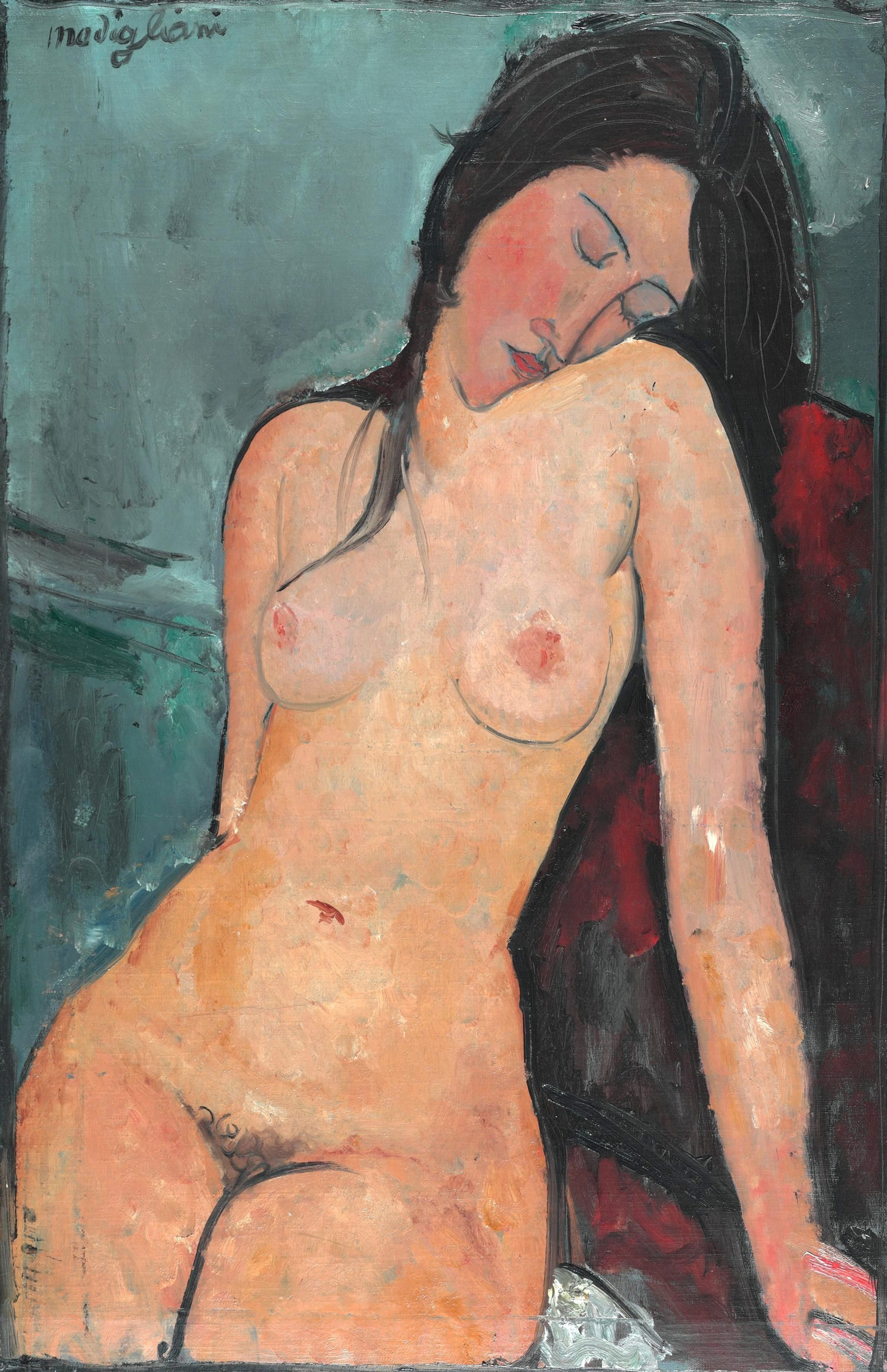 Amedeo Modigliani, Nudo seduto (Beatrice Hastings?) (1916; olio su tela, 92 x 60 cm; Londra, Courtauld Gallery)