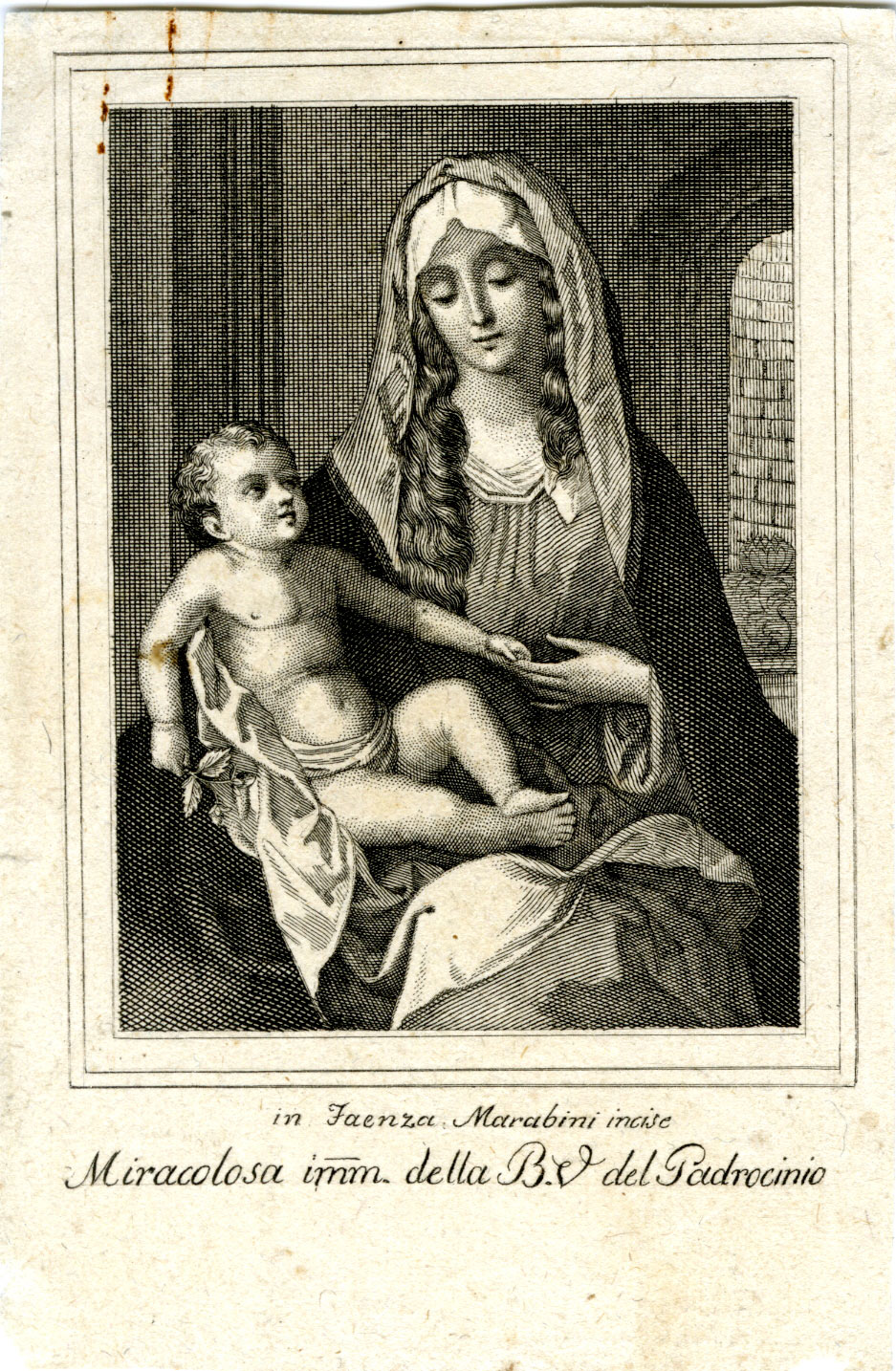 Vincenzo Marabini, Beata Vergine del Padrocinio (1832?; bulino, 120 x 78 mm)