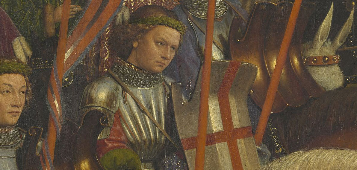 Jan van Eyck e Hubert van Eyck, Polittico dell’Agnello Mistico, dettaglio dei Milites Christi
