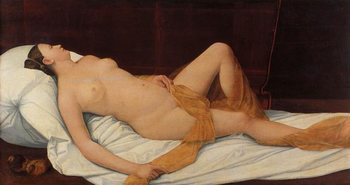 Bernardino Licinio, La Nuda (1540 circa; olio su tela, 80,5 x 154 cm; Firenze, Galleria degli Uffizi)