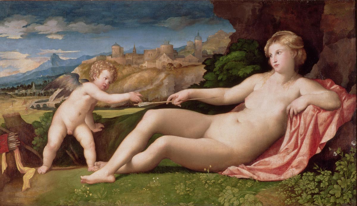 Palma il Vecchio, Venere e Cupido (1520 circa; olio su tela, 118,1 x 208,9 cm; Cambridge, Fitzwilliam Museum)
