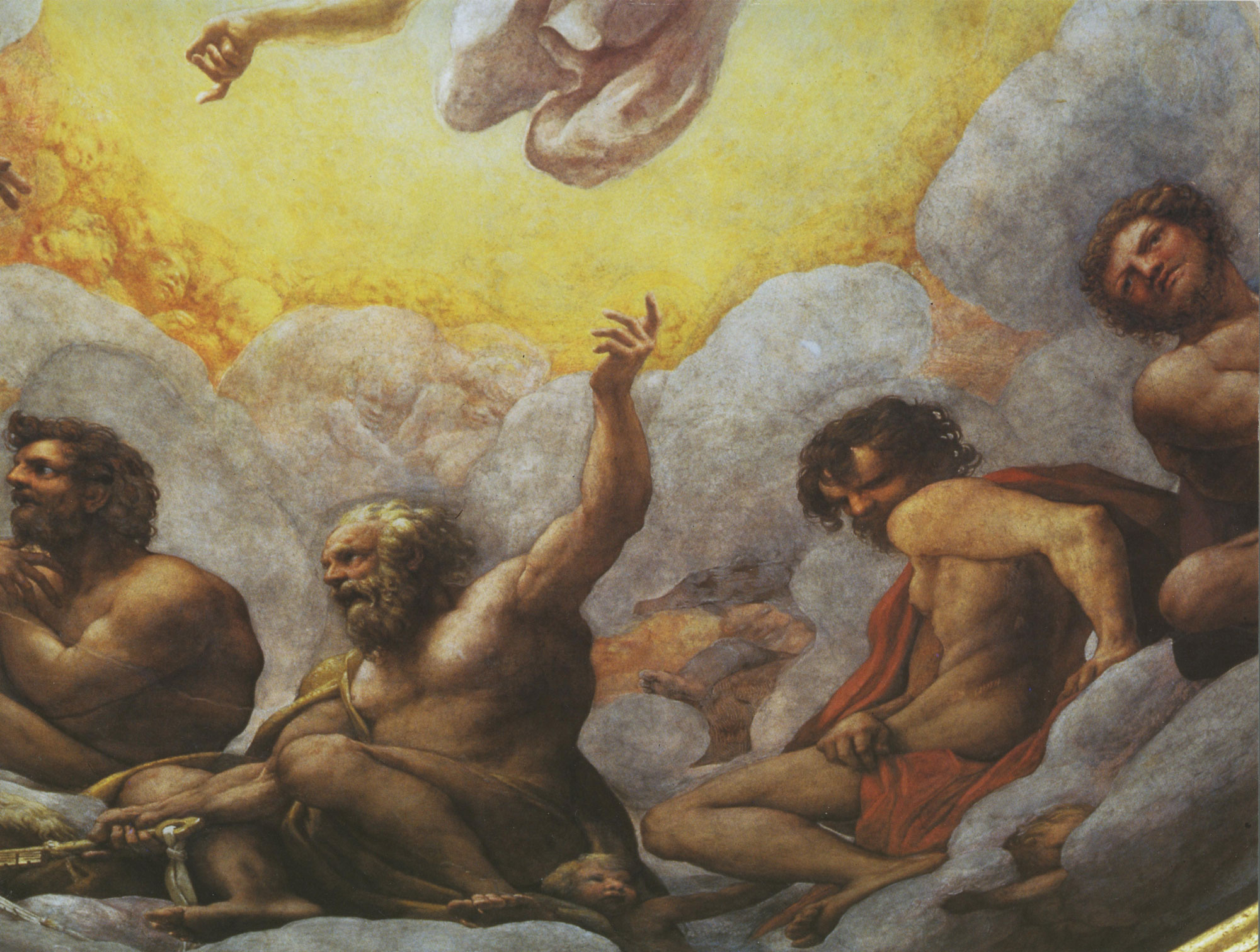 Particolare con apostoli assisi sulle nubi 
