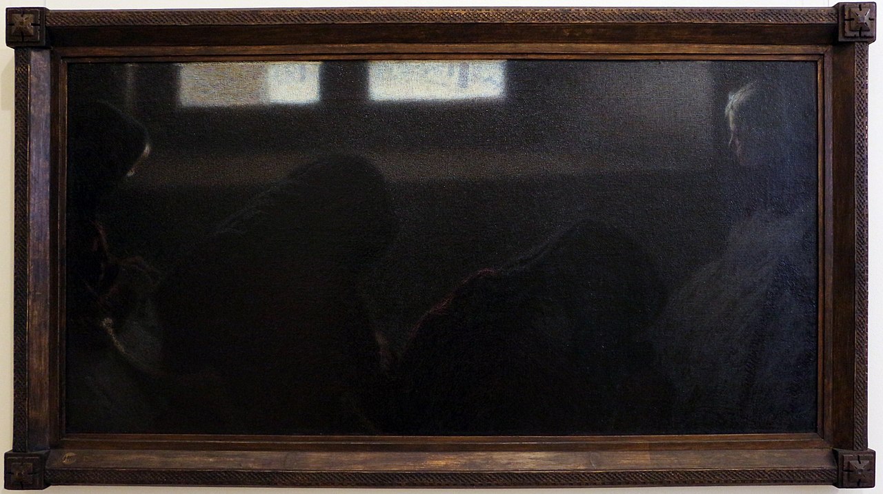 Angelo Morbelli, Inverno al Pio Albergo Trivulzio (1911; olio su tela, 72 x 148 cm; Milano, Galleria d'Arte Moderna) 