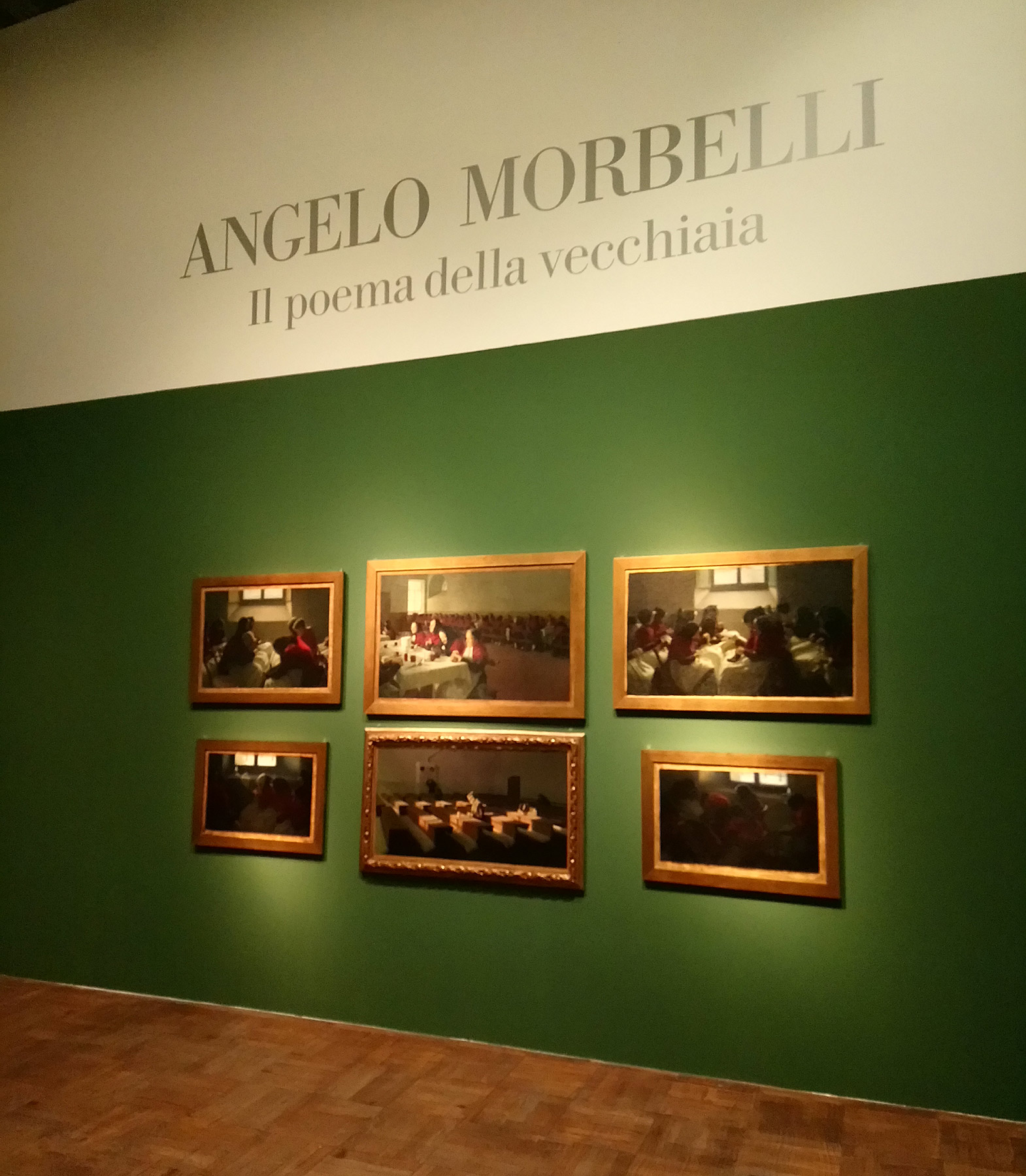Le sei tele del Poema della Vecchiaia in mostra a Venezia (Galleria Internazionale d'Arte Moderna di Ca' Pesaro) nel 2018. Ph. Credit Finestre sull'Arte 