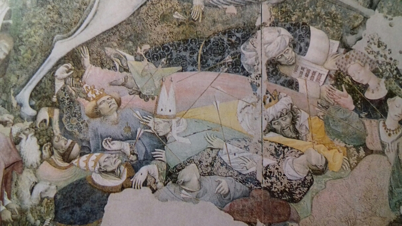 Ignoto, Trionfo della morte, particolare (metà XV sec.; affresco staccato, 600 x 642 cm; Palermo, Galleria regionale della Sicilia di Palazzo Abatellis) 