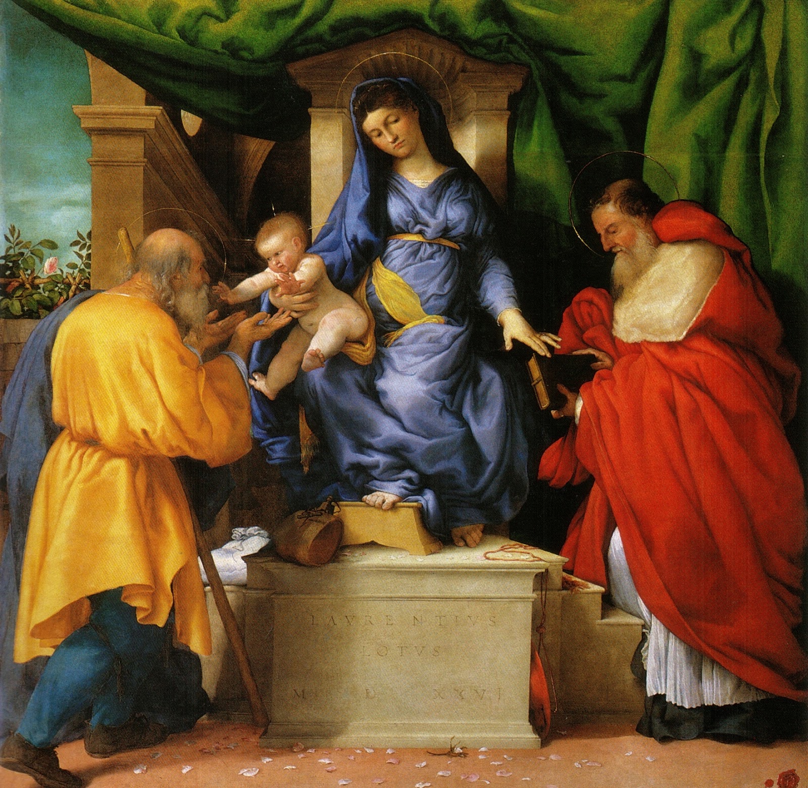 Lorenzo Lotto, Madonna delle Rose, dettaglio 