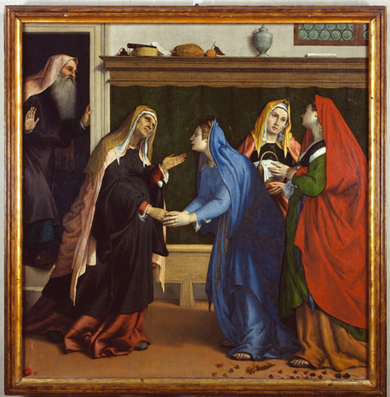 Lorenzo Lotto, Visitazione (1538-1539; olio su tela, 154 x 152 cm; Jesi, Pinacoteca Comunale, Palazzo Pianetti) 