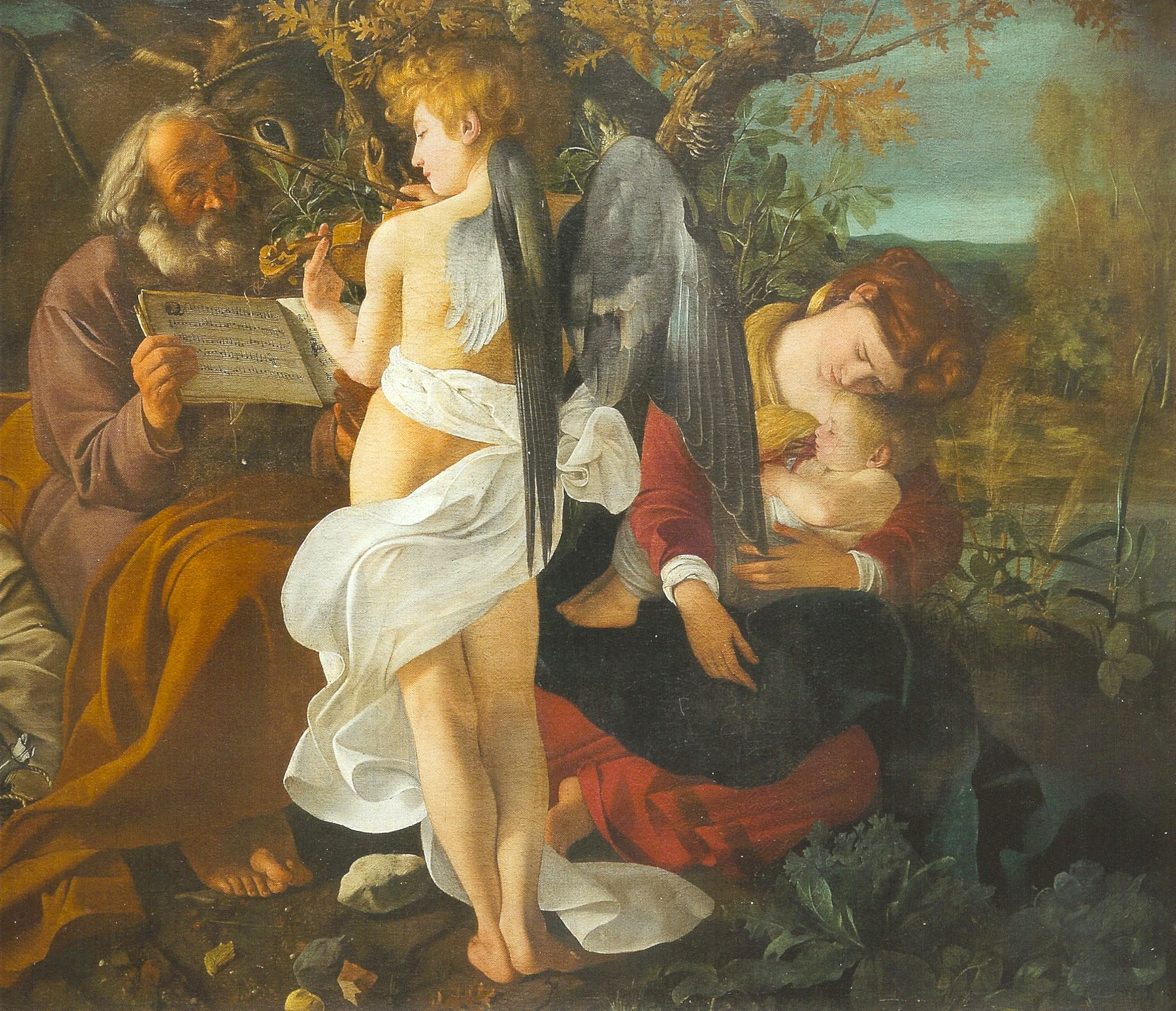 Caravaggio, Riposo durante la Fuga in Egitto (olio su tela, 135,5 x 166,5 cm; Roma, Collezione Doria Pamphilj)
