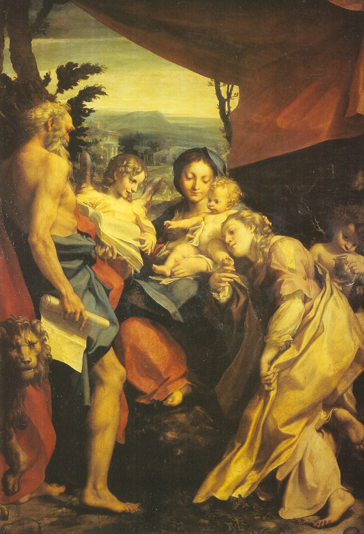 Correggio, Il Giorno (Madonna del San Girolamo) (olio su tavola, 205 x 141 cm; Parma, Galleria Nazionale)
