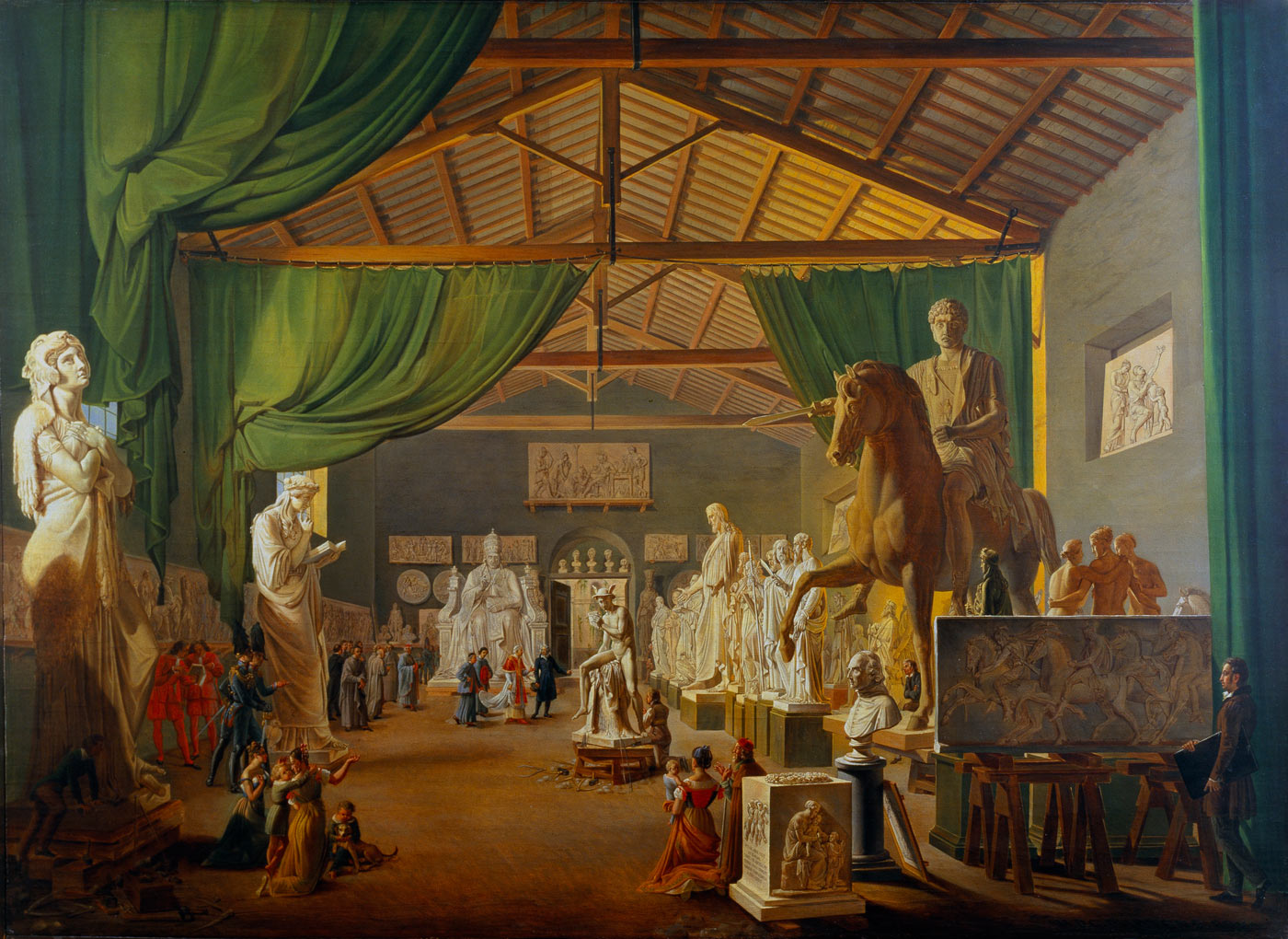 Hans Ditlev Christian Martens, Papa Leone XII visita il grande atelier di Thorvaldsen nel giorno di san Luca il 18 ottobre 1826 (1830; olio su tela, 100 x 138 cm; Copenaghen, Statens Museum for Kunst, inv. KMS196, in deposito a Copenaghen, Thorvaldsens Museum)
